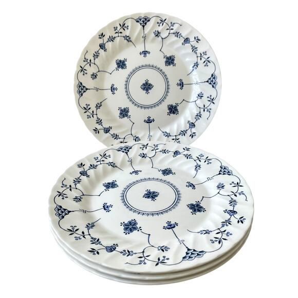 Queen's FINLANDIA Blue & White Floral Dinner Plates 10in Set of 4 England NEW - Picture 16 of 16
